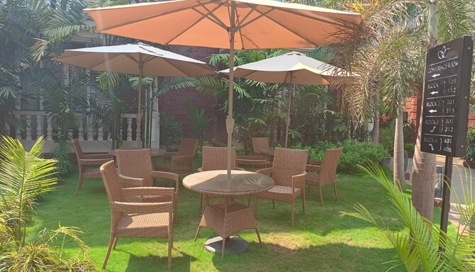 Open lawn by the pool